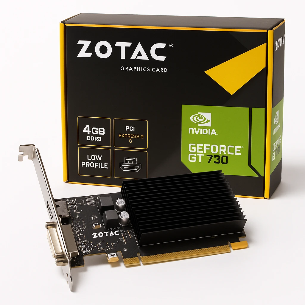 ZOTAC GeForce GT 730 - Tarjeta gráfica - GF GT 730 - 4 GB DDR3 - PCIe 2.0 x16 perfil bajo - DVI, D-Sub, HDMI - sin ventilador