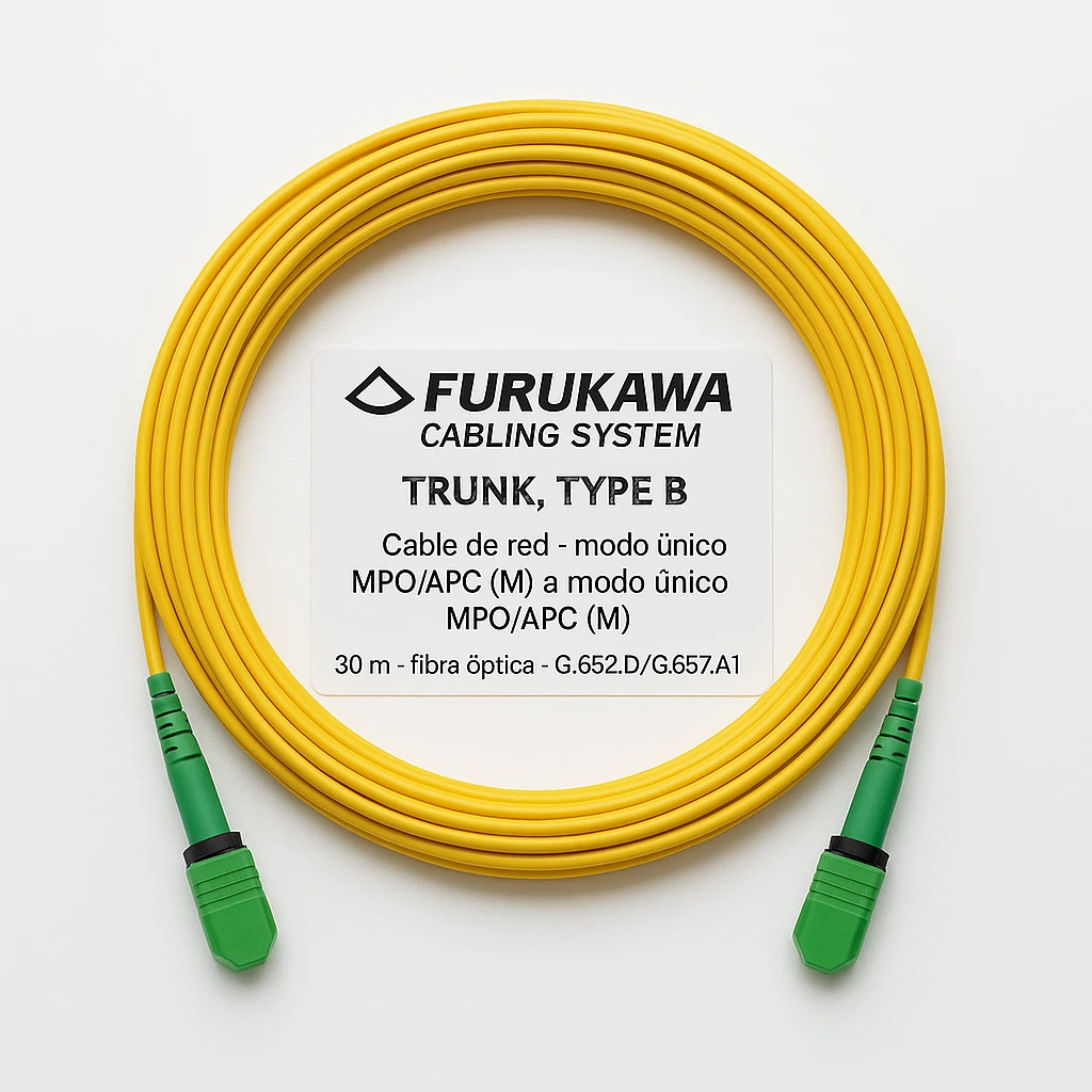 Furukawa Cabling System Trunk, Type B - Cable de red - modo único MPO/APC (M) a modo único MPO/APC (M) - 30 m - fibra óptica - G.652.D / G.657.A1 - sin halógenos - amarillo