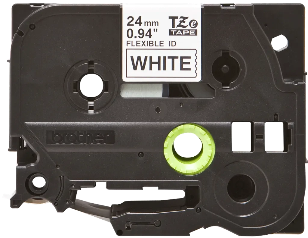 TZeFX251. Cinta BROTHER Flex 24mm Negro en Fondo Blanco 8mt p/PT-E550WVP/D600VP