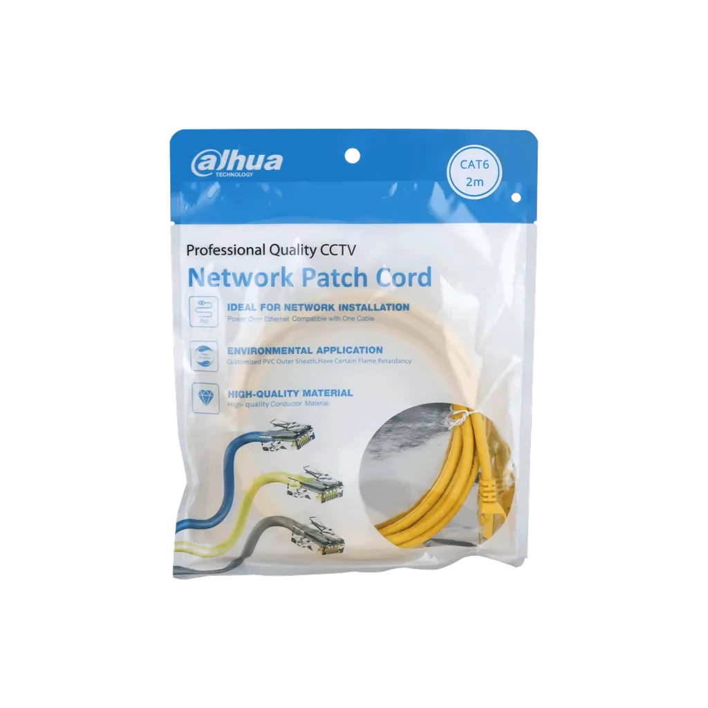 DH-PFM972-6U-2-S. Patch cord 2 metro Dahua categoría 6 de 24AWG COLOR AMARILLO
