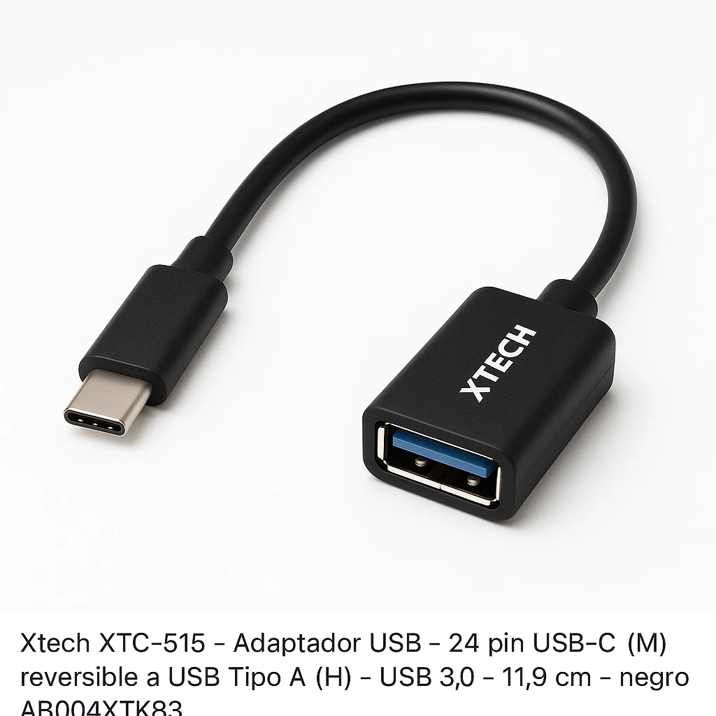 Xtech XTC-515 - Adaptador USB - 24 pin USB-C (M) reversible a USB Tipo A (H) - USB 3.0 - 11.9 cm - negro