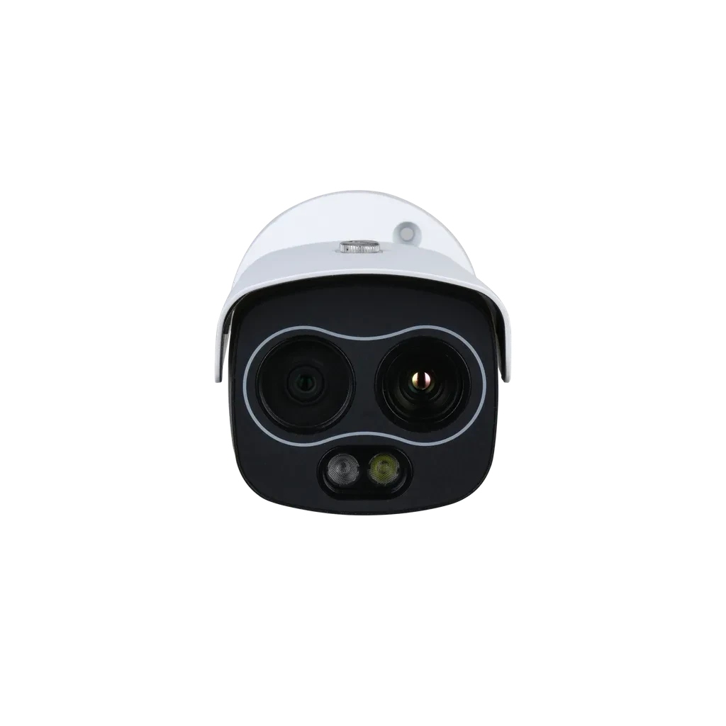 DHI-TPC-BF1241-B3F4-DW-S8. Cámara térmica Dahua con doble lente tipo bullet lente óptico de 4Mp en 4mm, lente térmico de 256x192 en 3.5mm