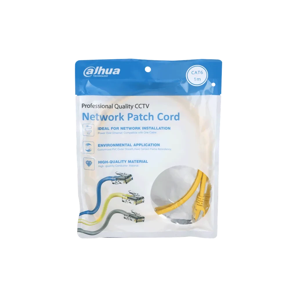 DH-PFM972-6U-1-AM. Patch cord 1 metro Dahua categoría 6 de 24AWG COLOR AMARILLO