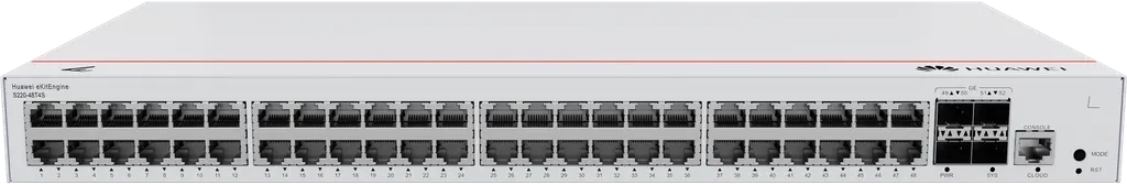 S220-48T4S. Switch Hauwei eKit 48 puertos 10/100/1000Base-T 4 Puertos 1GE SFP capacidad de conmutación de 104 Gbit/s capacidad de reenvió de paquetes de 77 Mpps