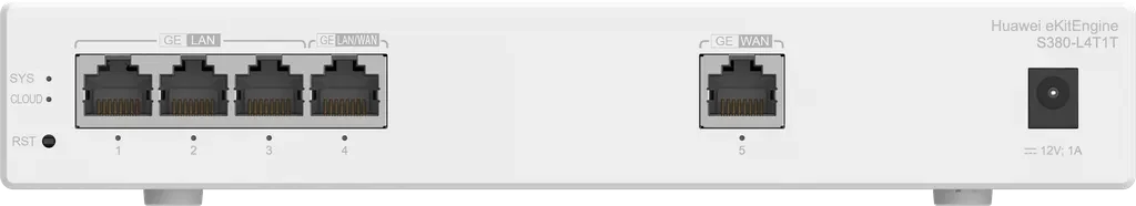 S380-L4T1T. Gateway Huawei eKit 1 puerto WAN 4 puertos LAN 10/100/1000Base-T soporta 200 usuarios concurrentes, capaz de administrar hasta 32 APs