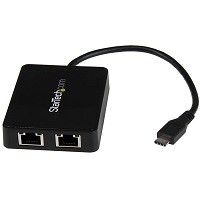 StarTech.com Adaptador de Red USB-C con Dos Puertos Ethernet Gigabit y Puerto Adicional USB (Type-A) - Tarjeta de Red Externa - Adaptador de red - USB-C - Gigabit Ethernet x 2 + USB 3.0 - par