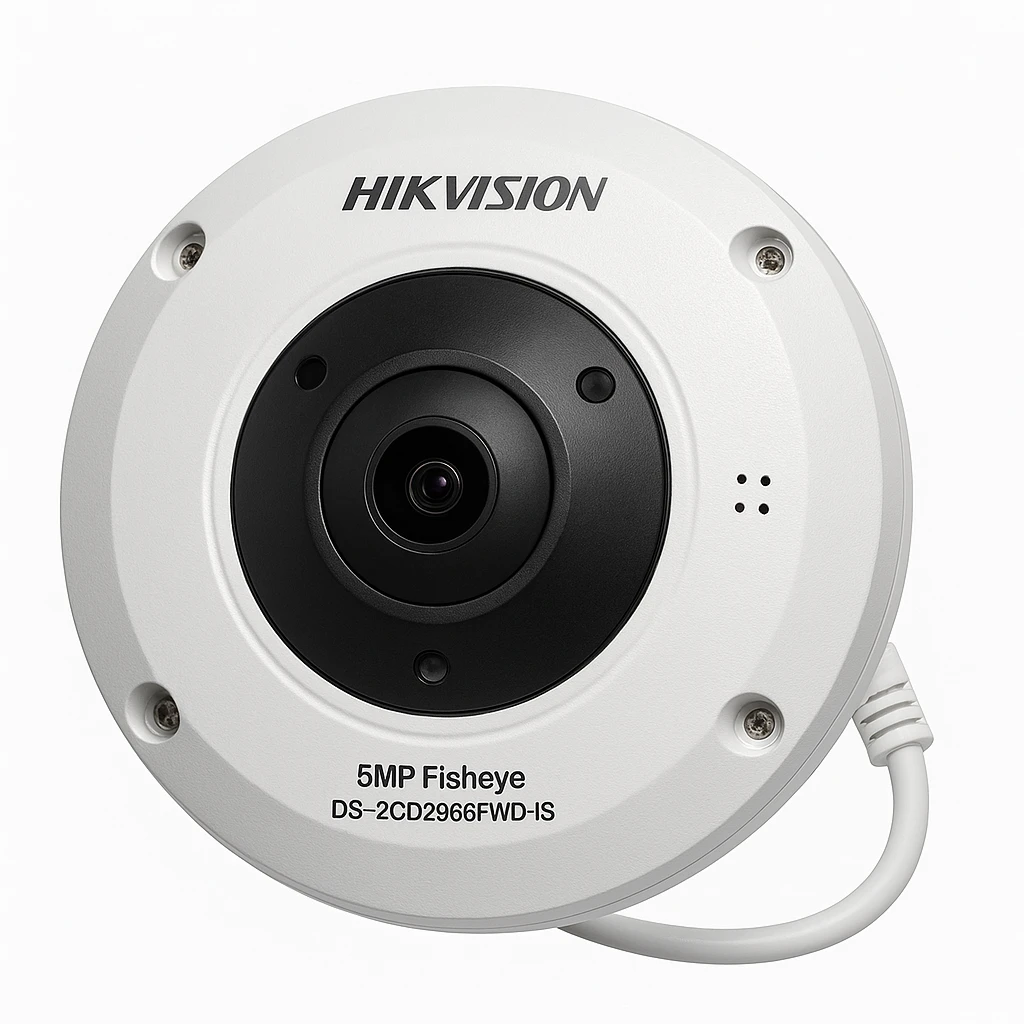 Hikvision 5MP Fisheye DS-2CD2955FWD-IS - Cámara de vigilancia de red - cúpula - color (Día y noche) - 5 MP - 2560 x 1920 - montaje M12 - focal fijado - audio - con cable - LAN 10/100 - MJPEG,