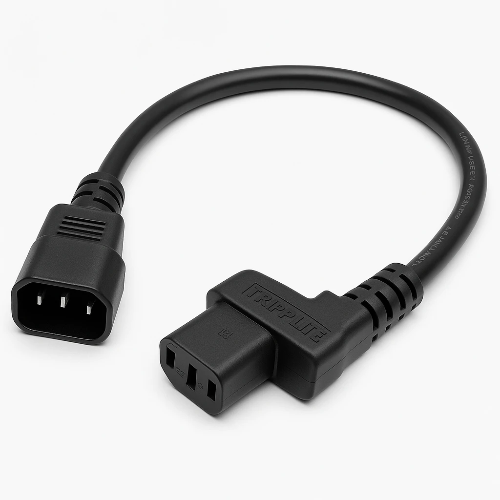 Eaton Tripp Lite Series Power Extension Cord, Left-Angle C13 to C14 PDU Style - 10A, 250V, 18 AWG, 2 ft. (0.61 m), Black - Cable alargador de alimentación - IEC 60320 C14 a power IEC 60320 C1