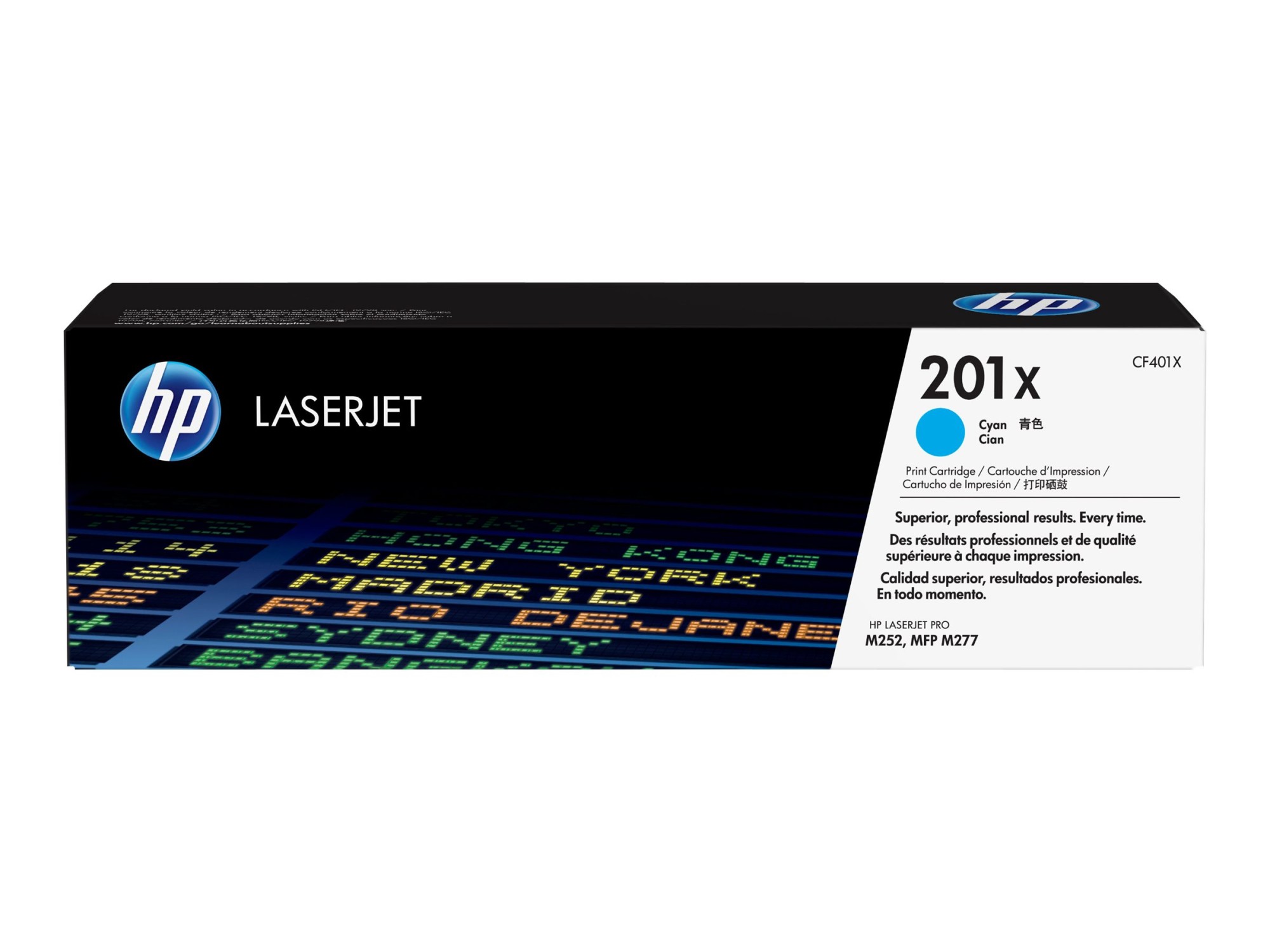 HP 201X - Alto rendimiento - cián - original - LaserJet - cartucho de tóner (CF401X) - para Color LaserJet Pro M252dn, M252dw, M252n, MFP M277c6, MFP M277dw, MFP M277n