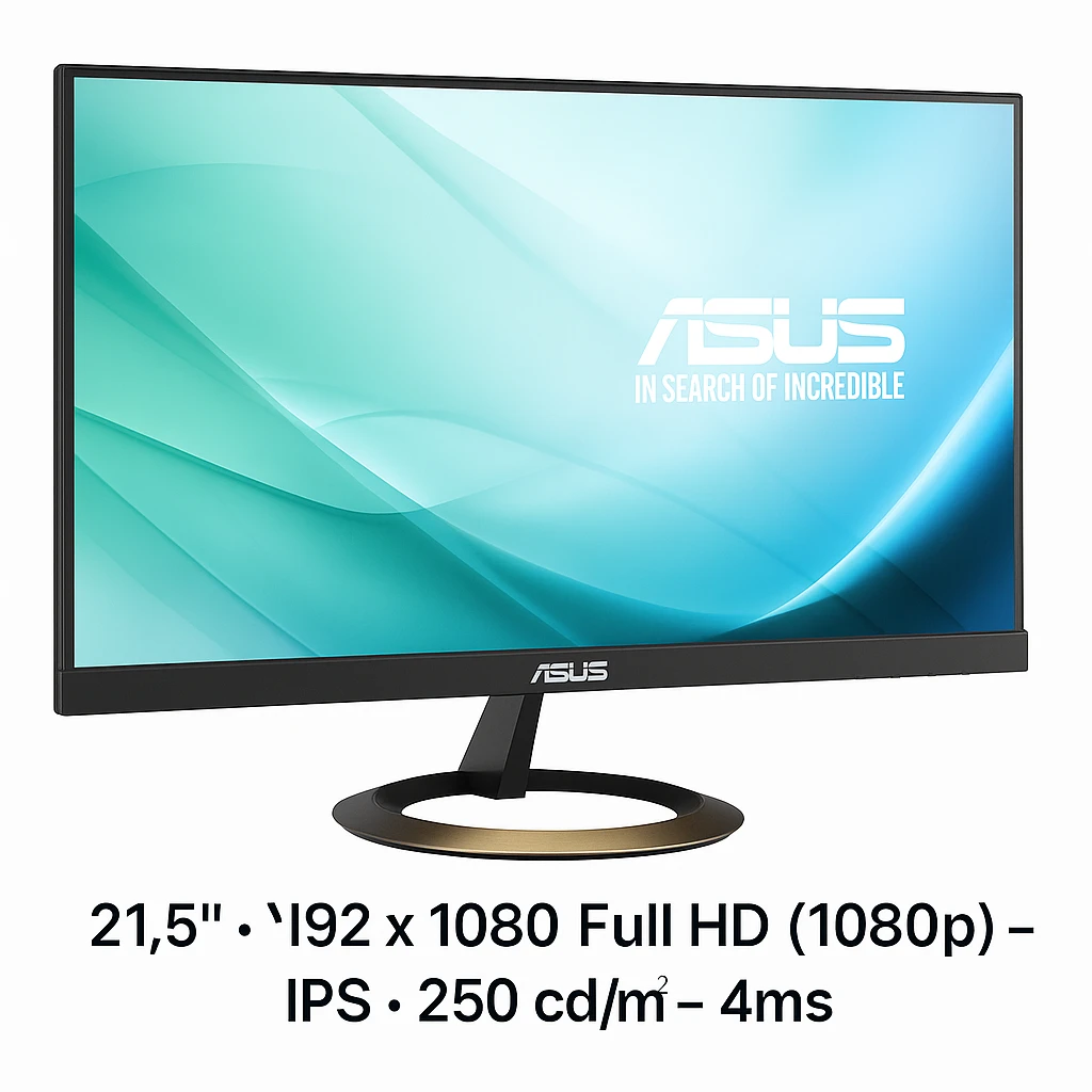 ASUS VZ229H - Monitor LED - 21.5" - 1920 x 1080 Full HD (1080p) - IPS - 250 cd/m² - 5 ms - HDMI, VGA - altavoces - negro, carámbano dorado
