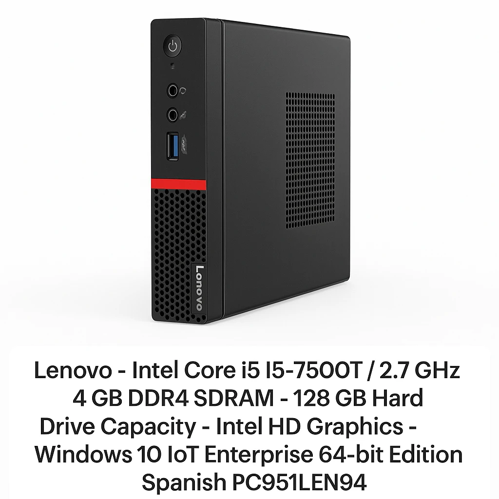 Lenovo - Intel Core i5 I5-7500T / 2.7 GHz - 4 GB DDR4 SDRAM - 128 GB Hard Drive Capacity - Intel HD Graphics - Windows 10 IOT Enterprise 64-bit Edition - Spanish