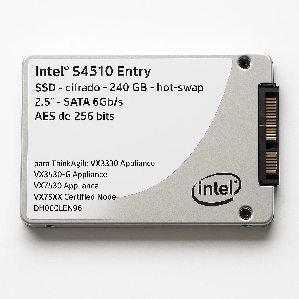 Intel S4510 Entry - SSD - cifrado - 240 GB - hot-swap - 2.5" - SATA 6Gb/s - AES de 256 bits - para ThinkAgile VX3330 Appliance; VX3530-G Appliance; VX7530 Appliance; VX75XX Certified Node