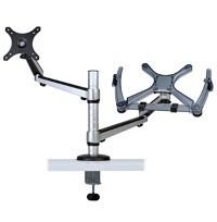 Tripp Lite Dual Display Laptop Mount Monitor Stand Swivel Tilt Clamp 13" to 27" EA and Laptops up to 15" - Kit de montaje (soporte, collarines, 2 abrazaderas de interfaz, pomo, manga, 2 brazo