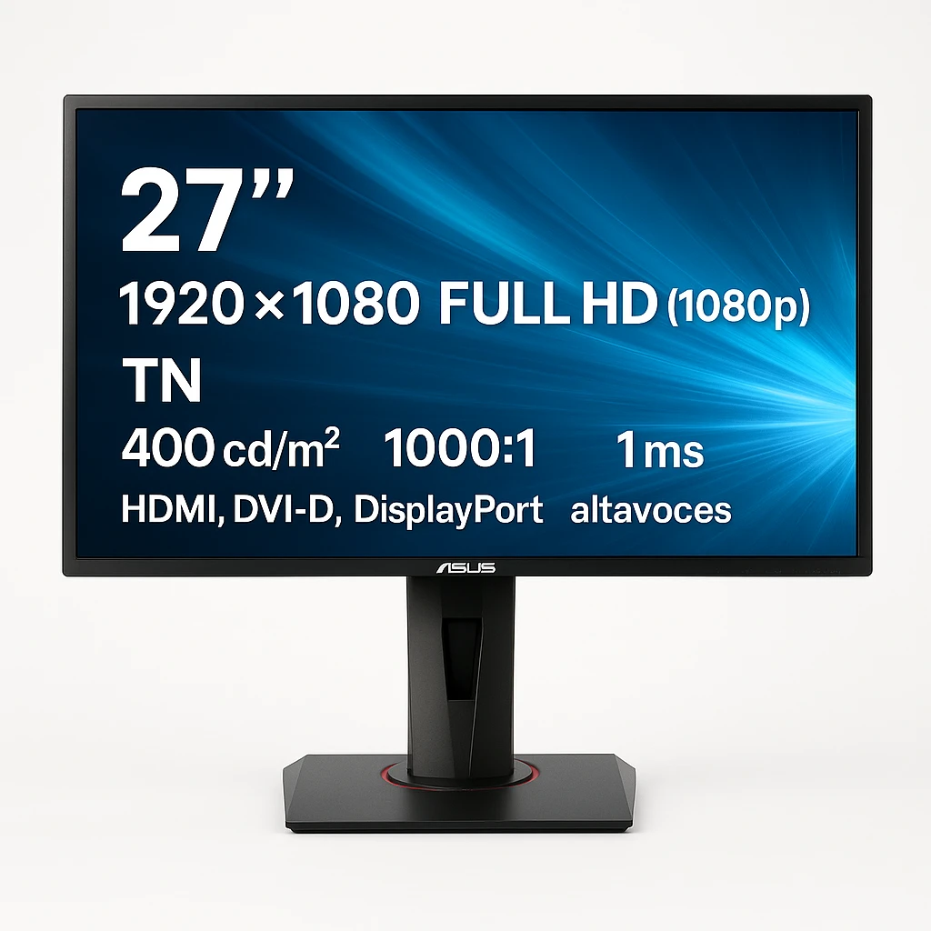 ASUS VG278Q - Monitor LCD - 27" - 1920 x 1080 Full HD (1080p) - TN - 400 cd/m² - 1000:1 - 1 ms - HDMI, DVI-D, DisplayPort - altavoces - negro