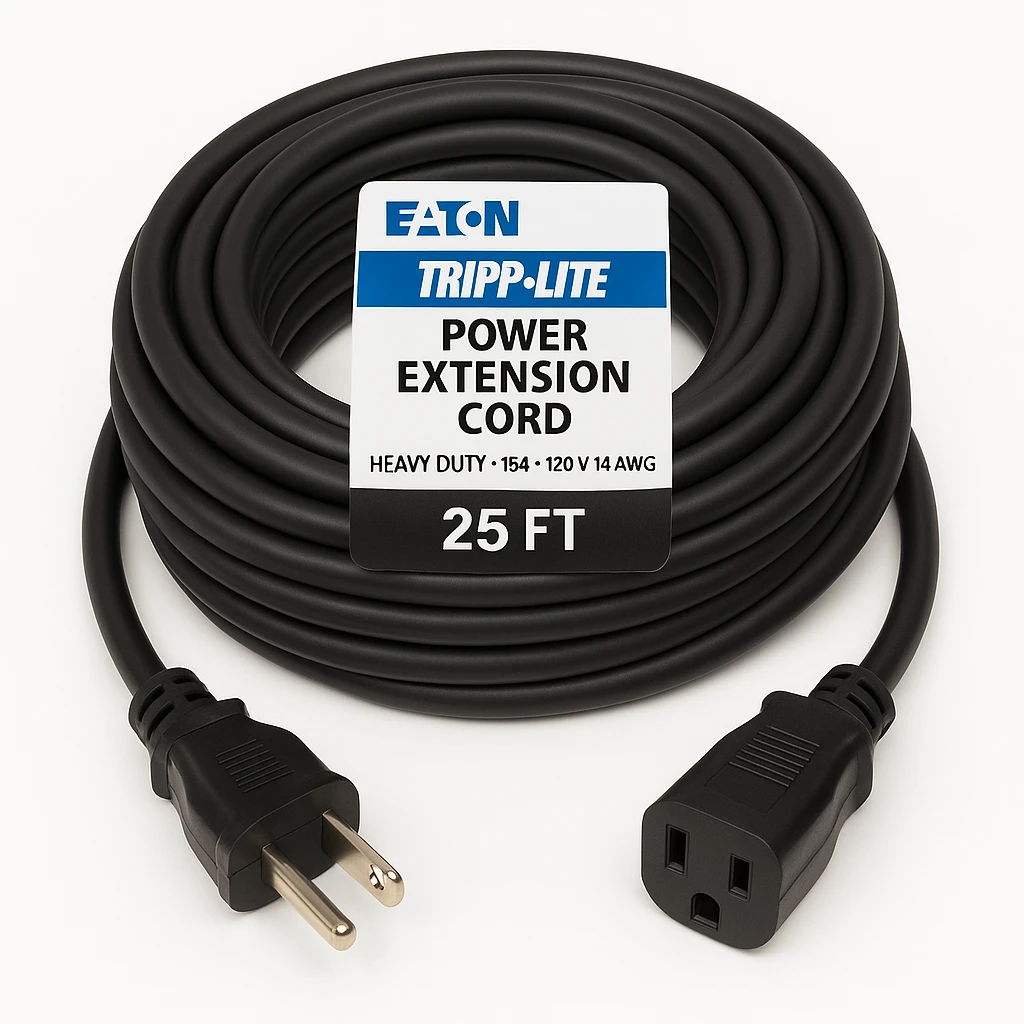 Eaton Tripp Lite Series Power Extension Cord, NEMA 5-15P to NEMA 5-15R - Heavy-Duty, 15A, 120V, 14 AWG, 25 ft, Black - Cable alargador de alimentación - NEMA 5-15P a power NEMA 5-15R - CA 125