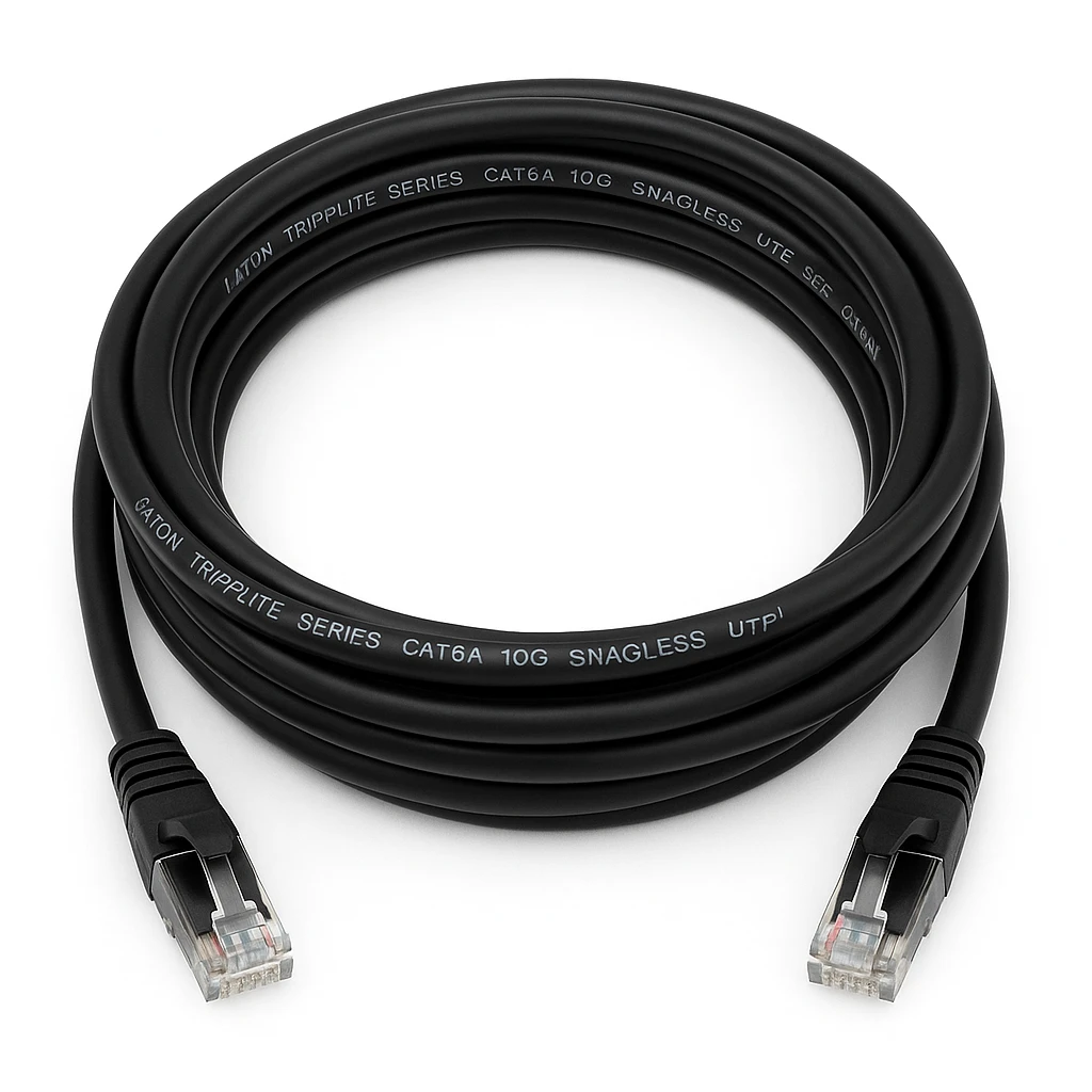 Eaton Tripp Lite Series Cat6a 10G Snagless UTP Ethernet Cable (RJ45 M/M), Black, 20 ft. (6.09 m) - Cable de interconexión (DTE) - RJ-45 (M) a RJ-45 (M) - 6.1 m - UTP - CAT 6a - IEEE 802.3af -