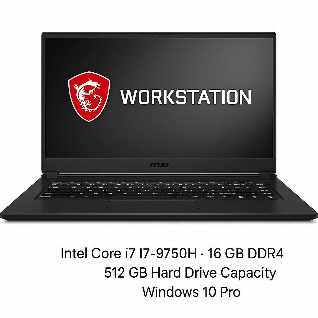 MSI - Workstation - Intel Core i7 I7-9750H - 16 GB DDR4 SDRAM - 512 GB Hard Drive Capacity - Windows 10 Pro