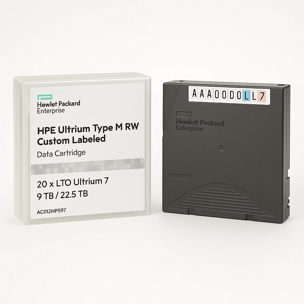 HPE Ultrium Type M RW Custom Labeled with Case Data Cartridge - 20 x LTO Ultrium 7 - 9 TB / 22.5 TB - etiquetas de escritura - para StoreEver LTO-8 Ultrium 30750, LTO-8 Ultrium 30750 TAA
