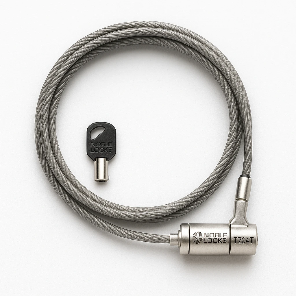 Noble Locks TZ04T Compact Wedge Lock with Barrel Key - Kit de bloqueo para portátiles - plata - 1.8 m