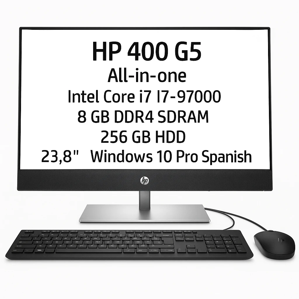 HP 400 G5 - All-in-one - Intel Core i7 I7-9700 - 8 GB DDR4 SDRAM - 256 GB HDD - 23.8" - Windows 10 Pro - Spanish