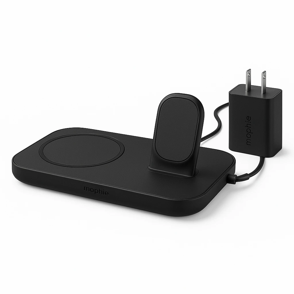 mophie 3-in-1 wireless charging pad - Alfombrilla de carga inalámbrica + adaptador de corriente CA - 7.5 vatios - negro