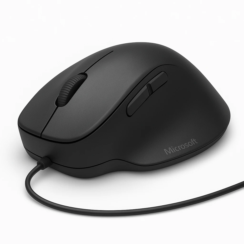 Microsoft Ergonomic Mouse - Ratón - ergonómico - óptico - 5 botones - cableado - USB 2.0 - negro