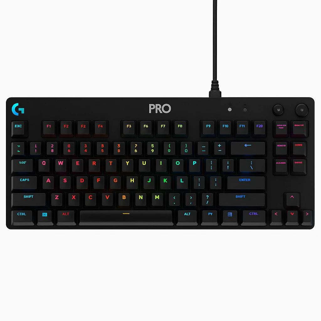 Logitech Pro X - Teclado - retroiluminación - USB - inglés - interruptor: GX Blue Clicky - negro