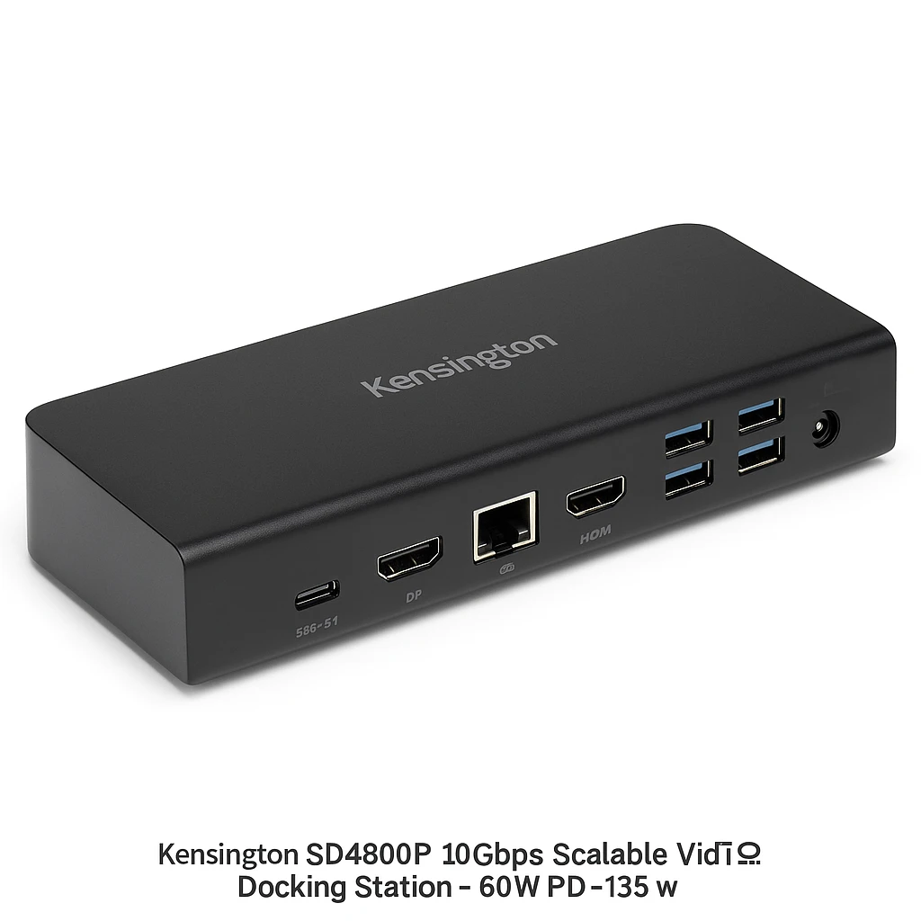 Kensington SD4800P Universal USB-C 10Gbps Scalable Video Docking Station - 60W PD - DP/DP/HDMI - Windows - Estación de conexión - USB-C 3.1 - HDMI, 2 x DP - 1GbE - 135 vatios - Norteamérica