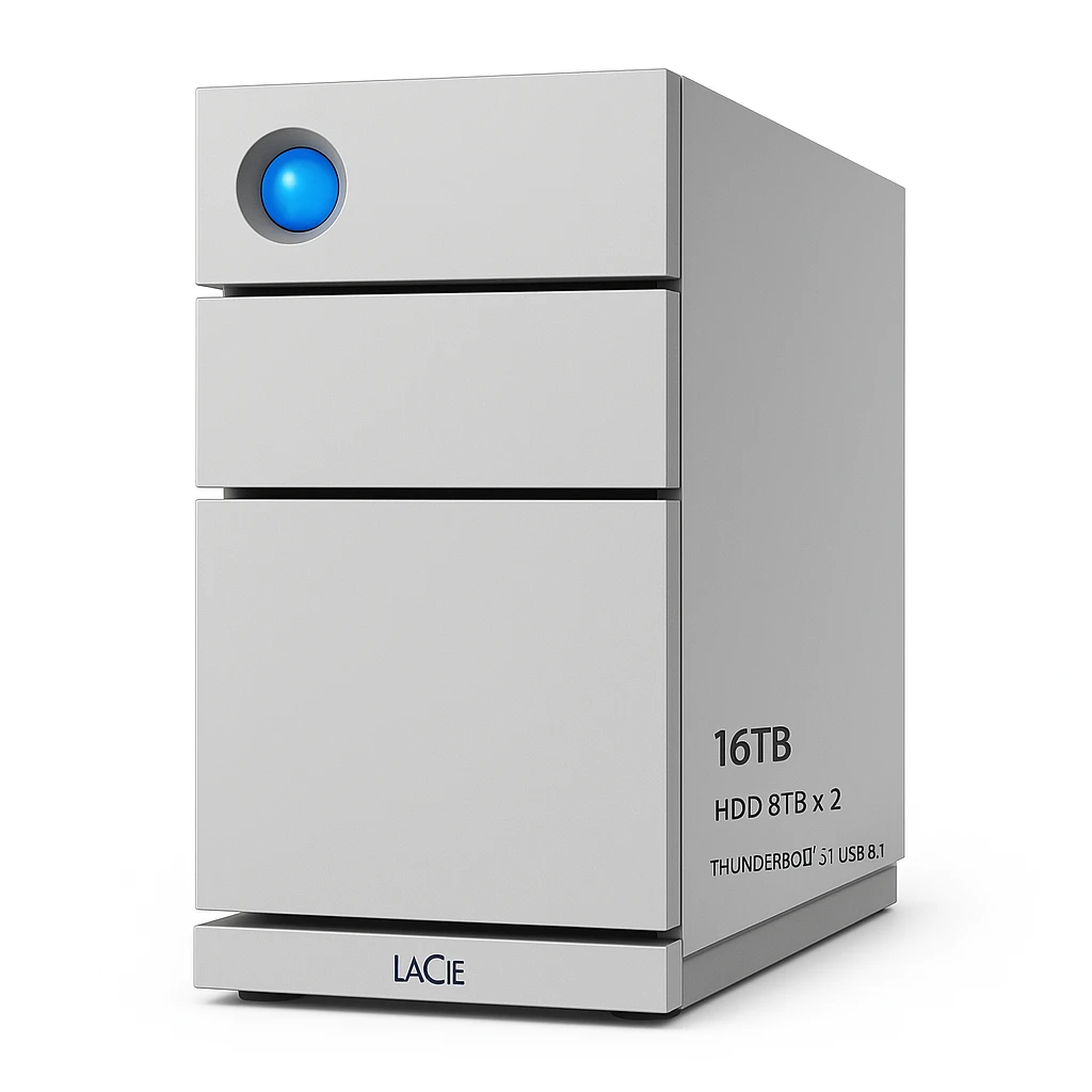LaCie 2big Dock Thunderbolt 3 - Orden unidad de disco duro - 16 TB - 2 compartimentos (SATA-600) - HDD 8 TB x 2 - Thunderbolt 3, USB 3.1 (externo)