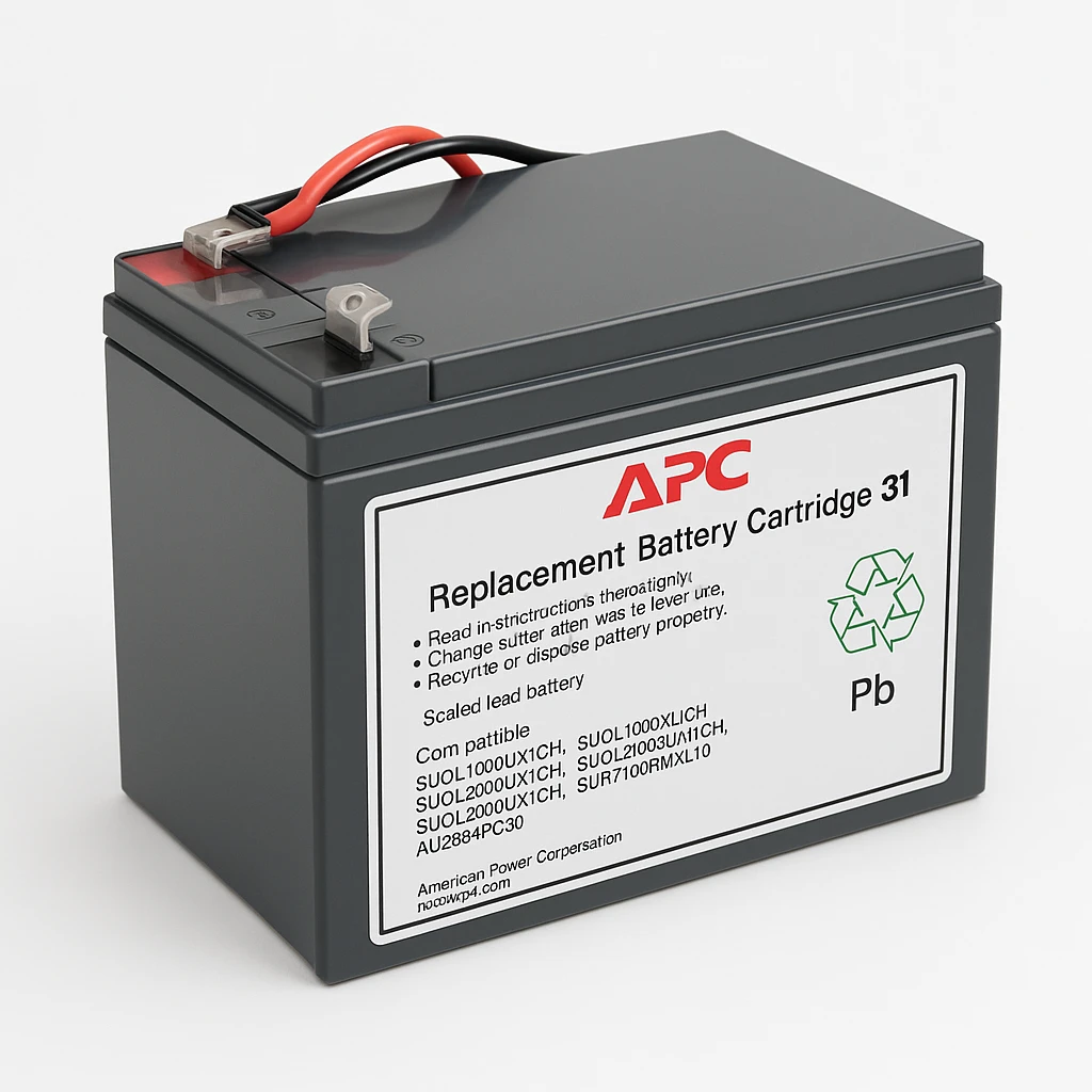 APC Replacement Battery Cartridge #31 - Batería de UPS - 1 x baterías - Ácido de plomo - para P/N: SUOL1000UXICH, SUOL1000XLICH, SUOL2000UXICH, SUOL2000XLICH, SURT1000RMXLI-NC