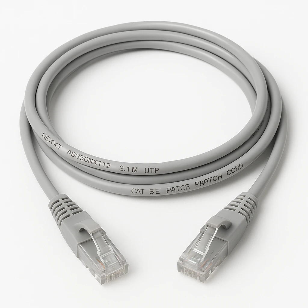 Nexxt - Cable de interconexión - RJ-45 (M) a RJ-45 (M) - 2.1 m - UTP - CAT 5e - moldeado, trenzado - gris