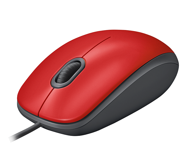 Logitech M110 Silent - Ratón - diestro y zurdo - óptico - 3 botones - cableado - USB - rojo