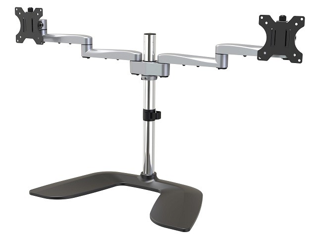 StarTech.com Soporte VESA de Escritorio para Dos Monitores - Soporte Ergonómico para Pantallas hasta 32" con Montaje VESA - Soporte Articulado Autoportante - Altura ajustable - Plata (ARMDUAL