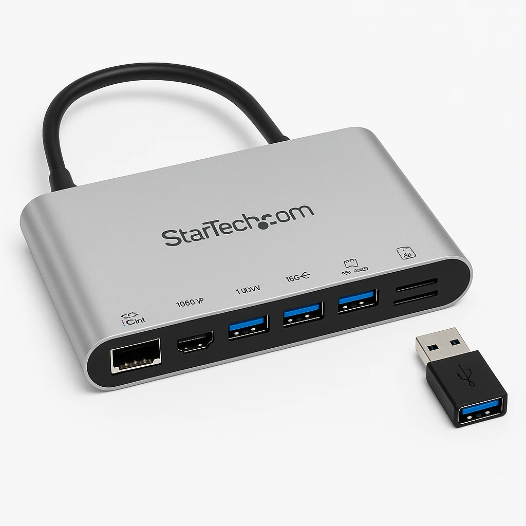 StarTech.com USB C Multiport Adapter, USB Type-C Mini Dock with HDMI 4K or 1080p VGA Video, 100W PD Passthrough, 3x USB 3.0, Gigabit Ethernet, SD & MicroSD Card Reader, USB 3.0 Adapter - USB 