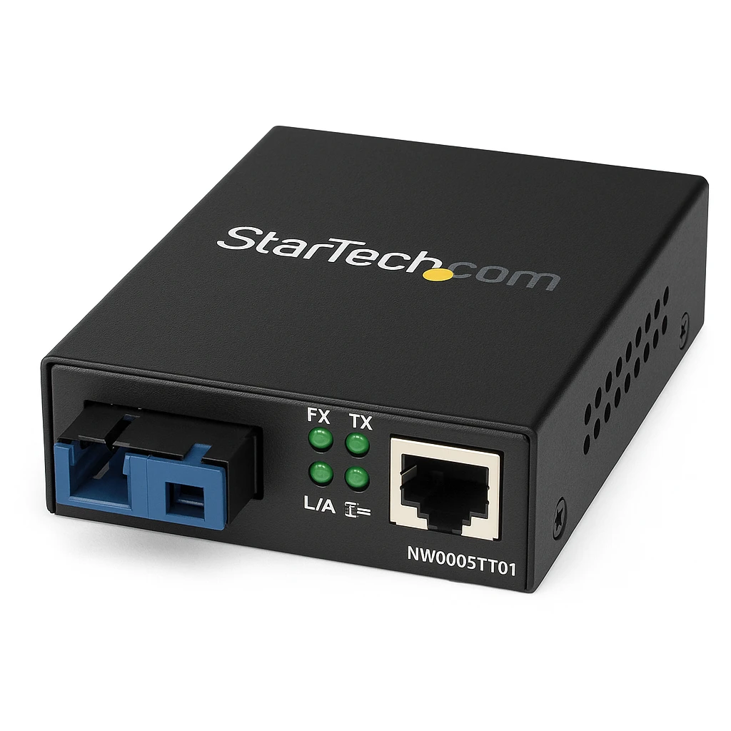 StarTech.com Conversor de Medios de Ethernet Gigabit de Cobre a Fibra - Monomodo LC - 10km - Conversor de soportes de fibra - 1GbE - 100Base-LX, 1000Base-T - RJ-45 / modo simple LC - hasta 10