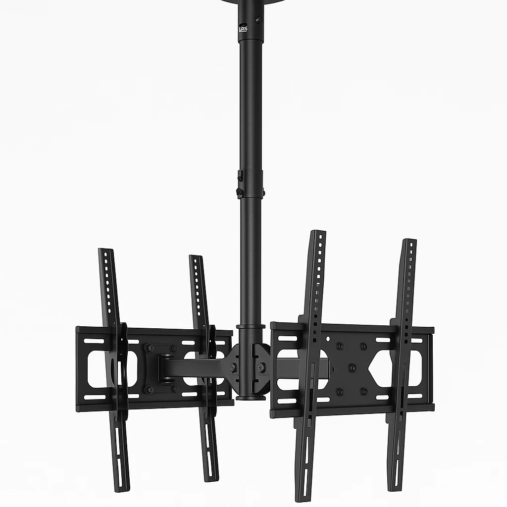 StarTech.com Soporte de Techo para 2 TV - Soporte VESA de Colgar de Alta Resistencia para 2 Pantallas de 32" a 75" - Poste Telescópico Ajustable de 1,06m a 1,52m Inclinación/Giro/Rotación (FP