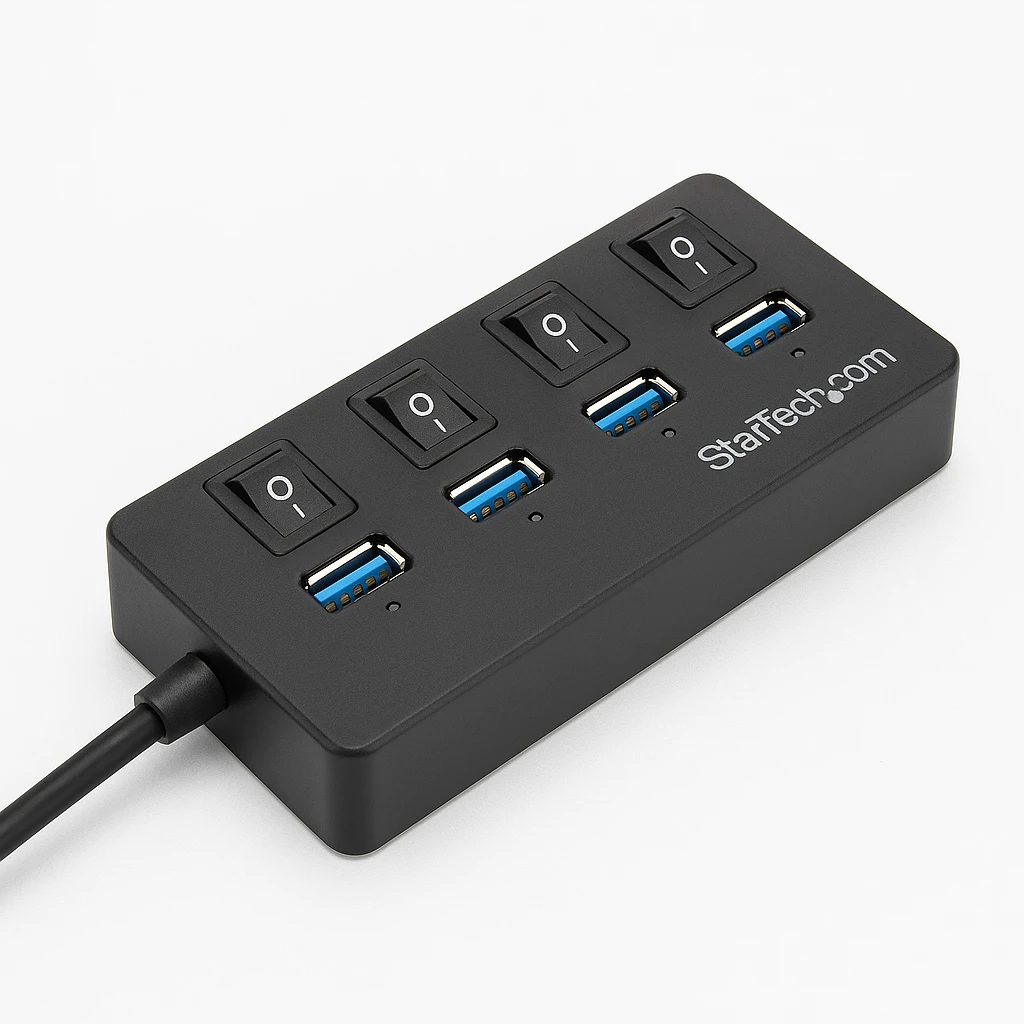 StarTech.com Hub USB 3.0 de 4 Puertos - Ladrón USB de 4 Puertos USB-A con Interruptores Individuales de Encendido/Apagado - Hub - 4 x USB 3.1 Gen 1 - sobremesa - para P/N: HB30C4AIB