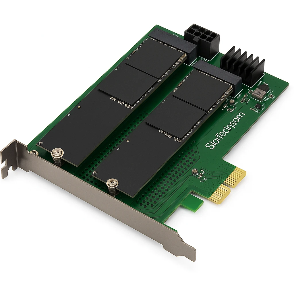 StarTech.com Tarjeta Adaptadora para 2 SSD M.2 PCIe SSD - Dos SSDs NVMe o AHCI M.2 SSD a x8/x16 PCI Express 3.0 - Compatible con PCIe M.2 NGFF  (M-Key)  - Admite 2242, 2260, 2280 - Mac y PC (
