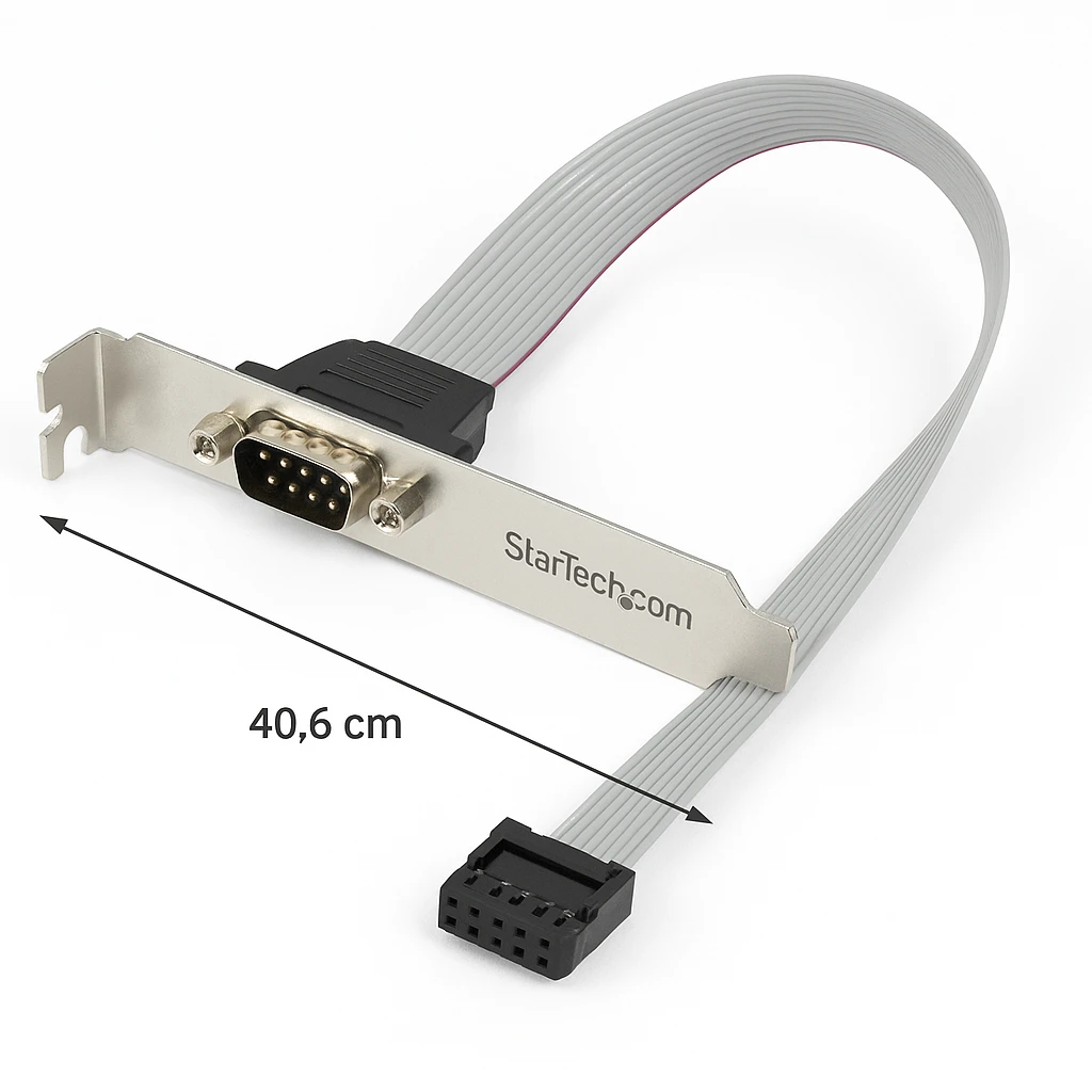 StarTech.com Adaptador 40cm Header Cabezal Bracket Serie Serial RS232 a IDC Placa Base Perfil Bajo - 1x DB9 Macho - 1x IDC 10 Pines Hembra - Panel serie - DB-9 (M) a 10 PIN IDC (H) - 40.6 cm 