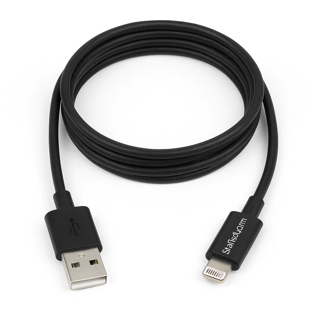 StarTech.com Cable Resistente USB-A a Lightning de 2 m Negro - Cable USB Tipo A a Lightning con Fibra de Aramida - MFi (RUSBCLTMM2MB) - Cable Lightning - USB macho recto a Lightning macho rec