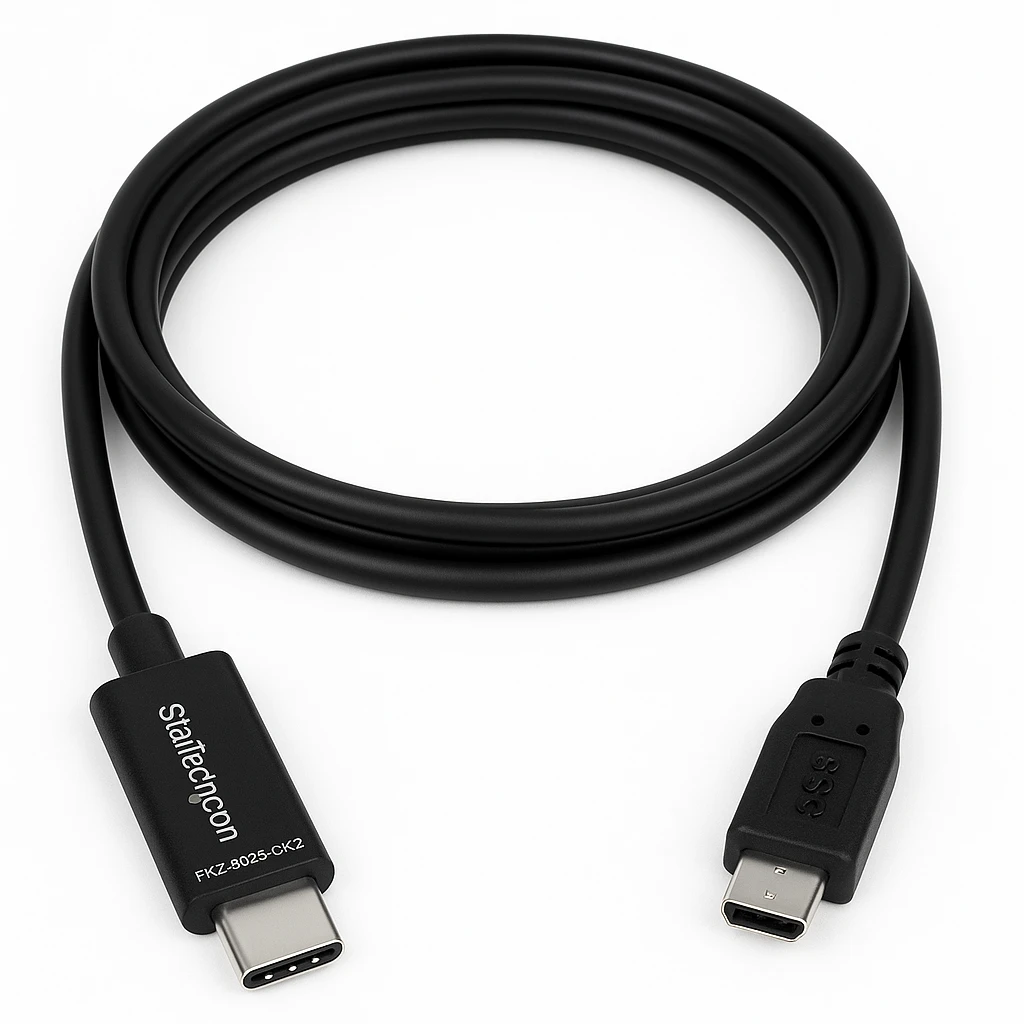 StarTech.com Cable de 2m USB-C a Mini USB-B - Cable Adaptador USB Tipo C a USB Mini B - Cable USB - 24 pin USB-C (M) a mini USB tipo B (M) - Thunderbolt 3 / USB 2.0 - 2 m - negro