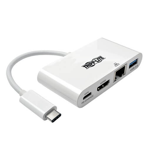 Eaton Tripp Lite Series USB C to HDMI Multiport Video Adapter Converter w/ USB-A Hub, USB-C PD Charging Port & Gigabit Ethernet Port, Thunderbolt 3 Compatible USB Type C to HDMI, USB Type-C -