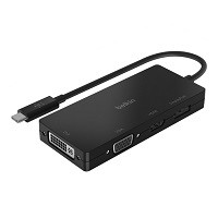 Belkin - Adaptador de vídeo - 24 pin USB-C macho a HD-15 (VGA), DVI-I, HDMI, DisplayPort hembra - negro - compatibilidad con 4K