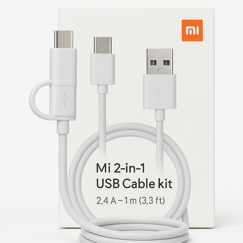 Xiaomi Mi 2-in-1 - Kit de cable USB - 2.4 A - 1 m - blanco