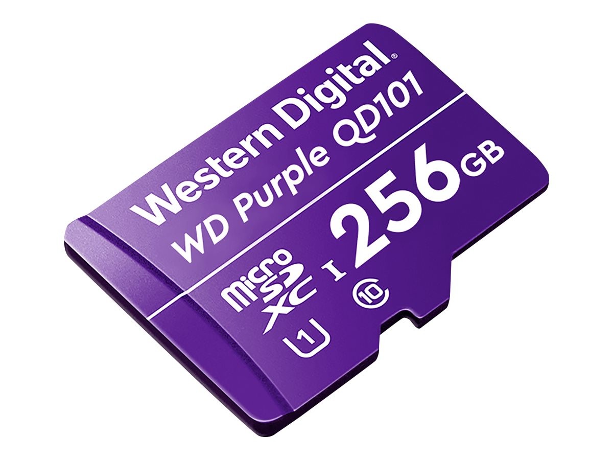 WD Purple SC QD101 WDD256G1P0C - Tarjeta de memoria flash - 256 GB - UHS-I U1 / Class10 - microSDXC UHS-I - púrpura
