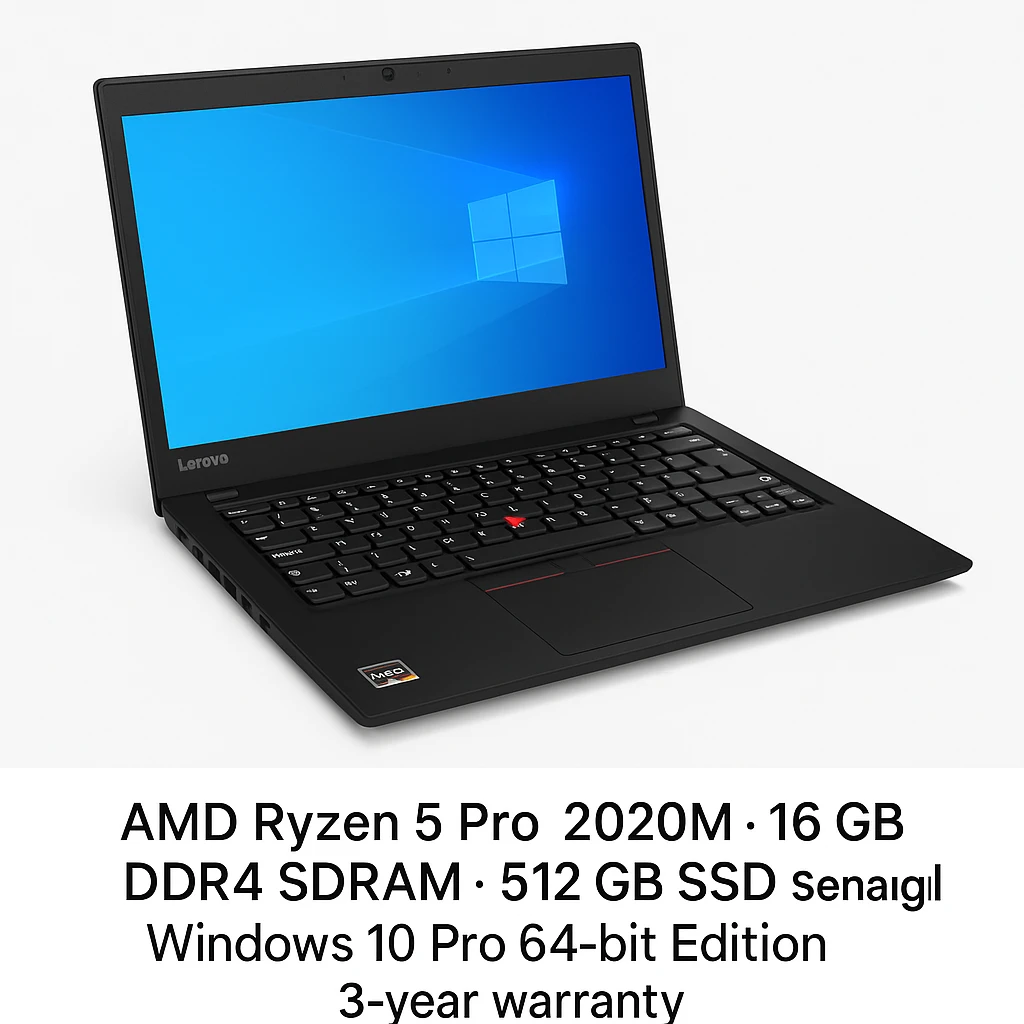 Lenovo - Notebook - 14" LCD - AMD Ryzen 5 Pro 2020M - 16 GB DDR4 SDRAM - 512 GB SSD - Windows 10 Pro 64-bit Edition - Black - Spanish - 3-year warranty