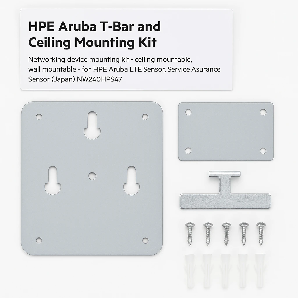 HPE Aruba T-Bar and Ceiling Mounting Kit - Kit de montaje de dispositivos de red - instalable en el techo, instalable en pared - para HPE Aruba LTE Sensor, Service Assurance Sensor (Japan)