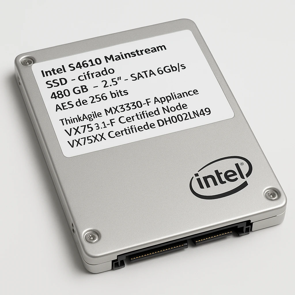 Intel S4610 Mainstream - SSD - cifrado - 480 GB - hot-swap - 2.5" - SATA 6Gb/s - AES de 256 bits - para ThinkAgile MX3330-F Appliance; MX3331-F Certified Node; VX75XX Certified Node