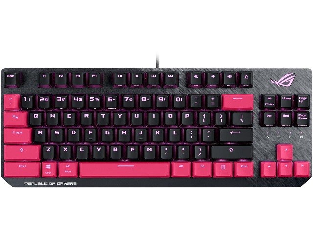 ROG - Keyboard - Wired - English - USB - Ergonomic Design - Grey with Pink