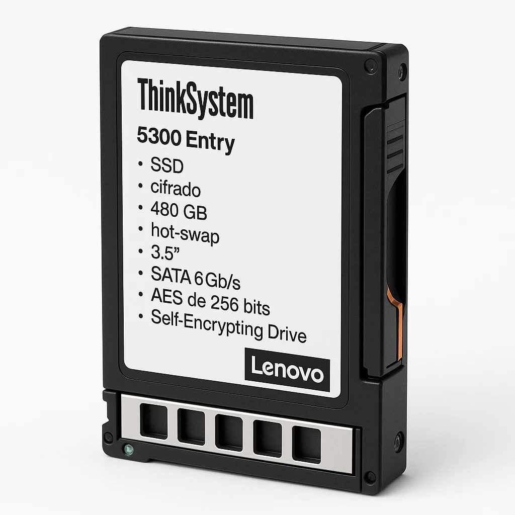 Lenovo ThinkSystem 5300 Entry - SSD - cifrado - 480 GB - hot-swap - 3.5" - SATA 6Gb/s - AES de 256 bits - Self-Encrypting Drive (SED) - negro - para ThinkAgile VX3331; VX5575 Integrated Syste